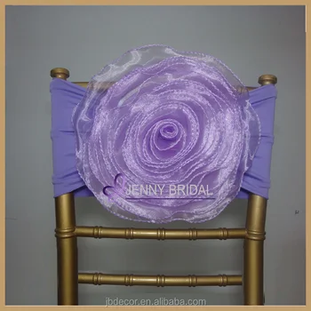 C116 1 Hot And Cheap Organza Flower Chair Sash With Spandex Bands