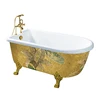 Flower Pattern Shiny Mosaic Freestanding Bathtubs Soaking Spa Tub