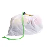 Custom cheap eco reusable polyester nylon mesh net dust packaging fabric drawstring shopping bag