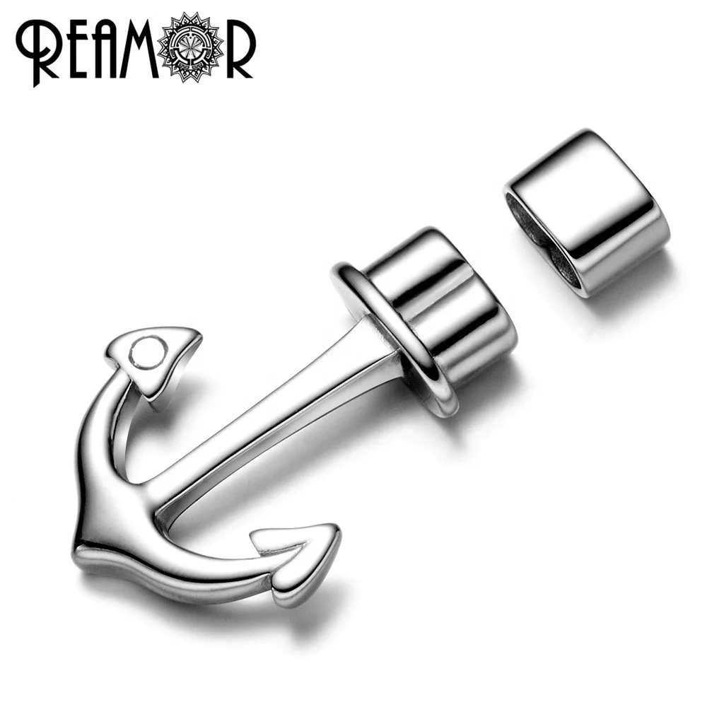 

REAMOR Double Hole Size 5mm 316l Stainless Steel Anchor Connectors Charms For DIY Leather Bracelet Bangles Jewelry Making Buckle