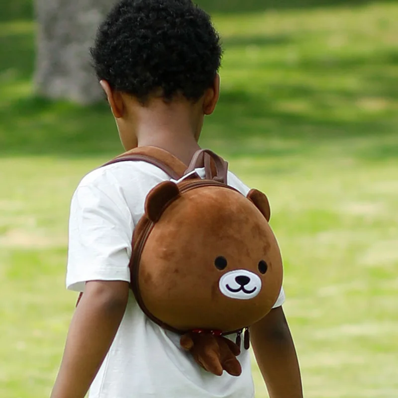 

SUPERCUTE custom animal black bear backpack for children, 3D cute plush teddy backpack bear