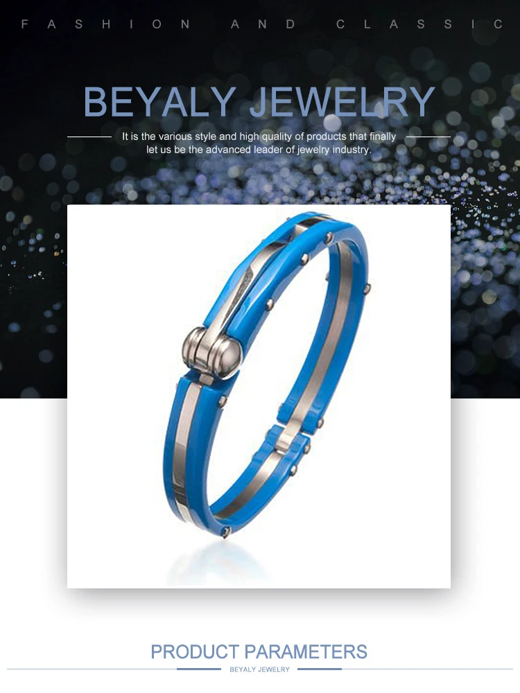 Blue painting cheap stainless steel nail bracelet bangle