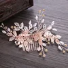 Flower Hair Combs Headdress Prom Bridal Wedding Hair Accessories Gold Leave Jewelry Hair Pins