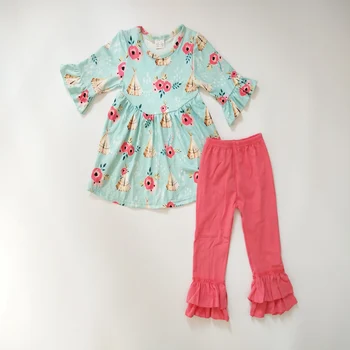New Arrival Bulk Clothing For Sale Children Clothes Fall Icing Ruffle Design Baby Girls Outfits
