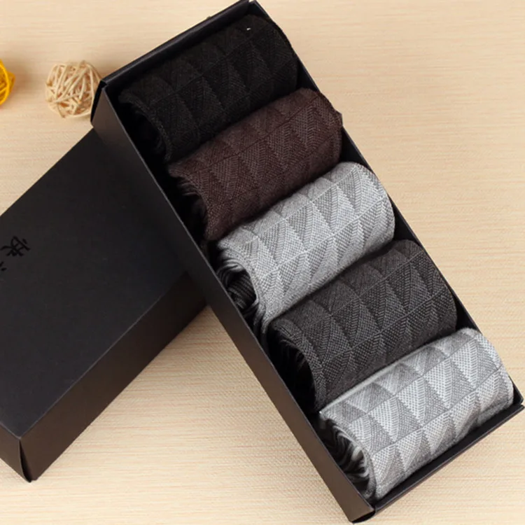 

Best quality deodorant plaid business mens bamboo fiber box socks
