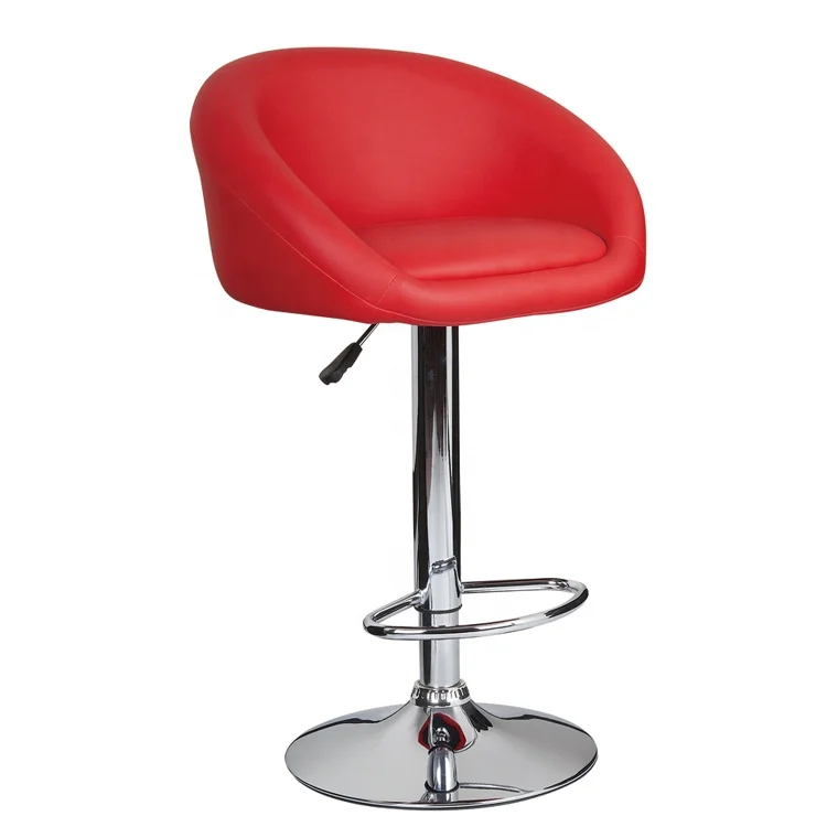 Comfortable Modern Adjustable Red Pu Leather Swivel Bar Stool With