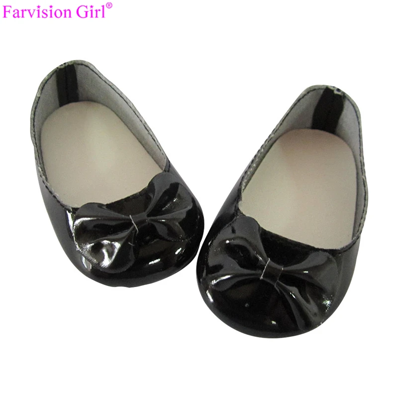 black leather flat dolly shoes