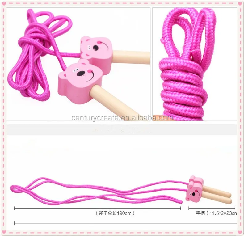 Animal Jump Rope Customized Logo Colorful Kids Physical Exercises Wooden Animal Jump ...