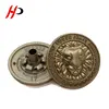 Zinc alloy 3D embossed customized logo top snap gold lion buttons