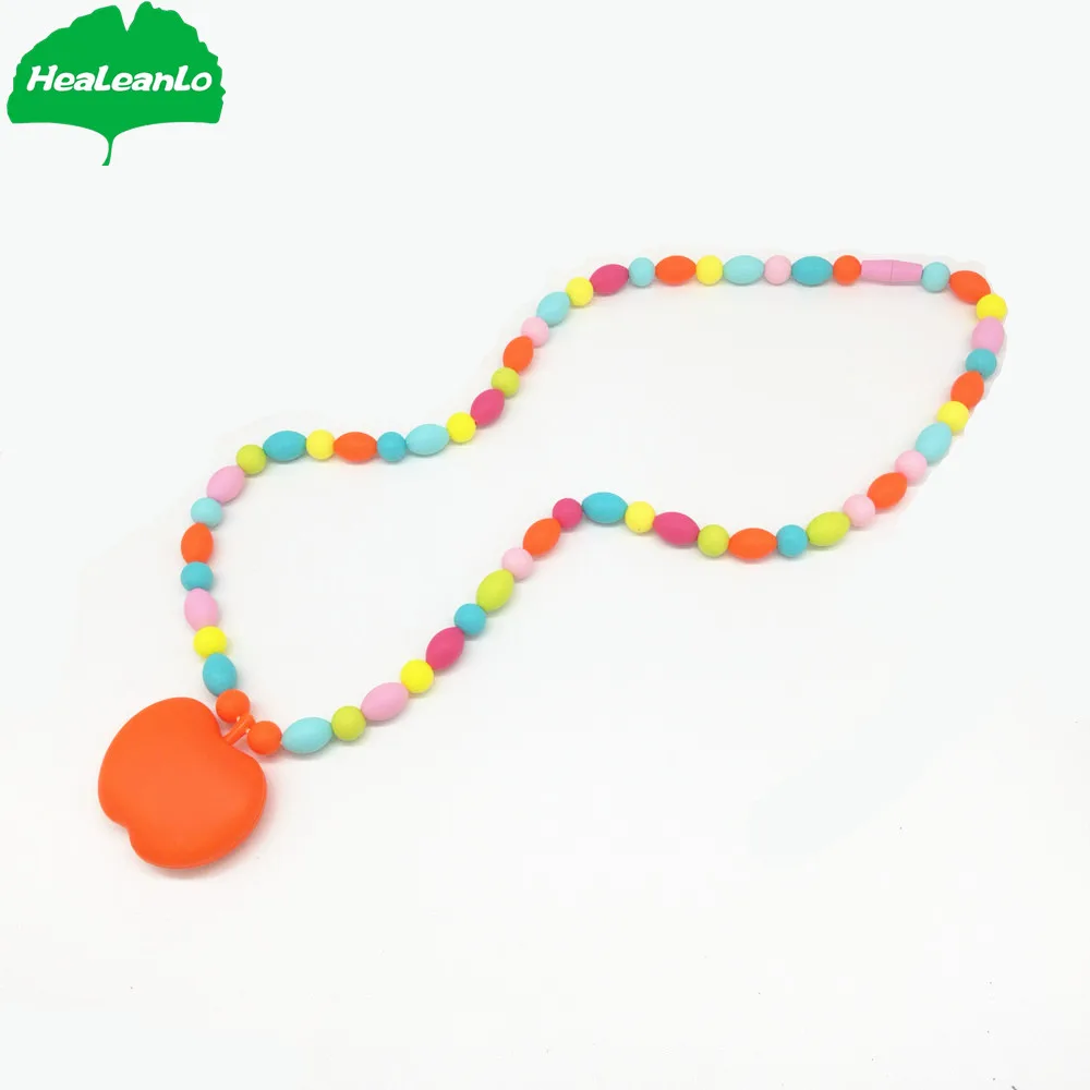 
Silicone Teething Necklace with Bead Shape Baby Teether Toddler Tooth Training Special Gift for Baby Free of FDA 