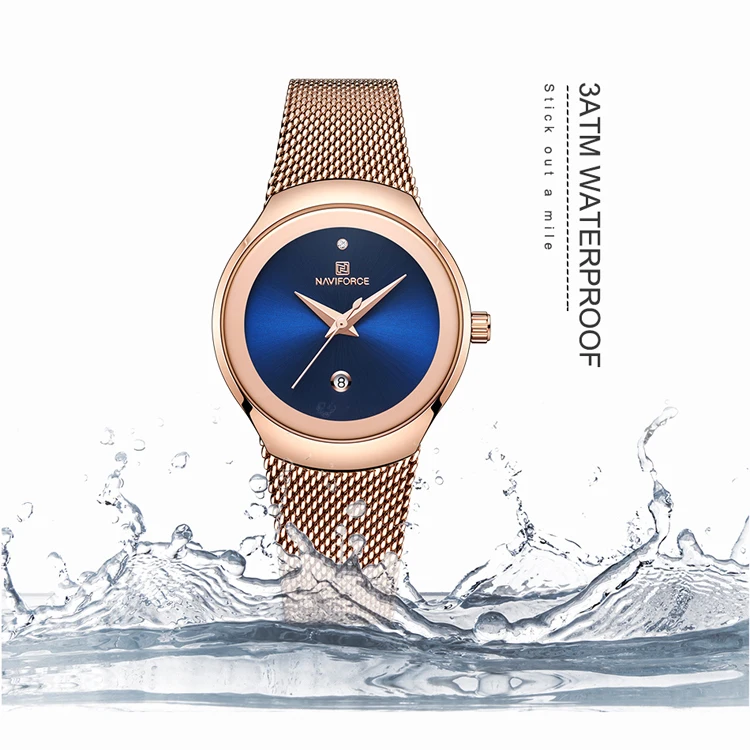 NAVIFORCE Watch 5004 Top Luxury Brand Women's Luxury Blue Ultra Thin 2023 Luxury Waterproof Quartz Lady Women Watch