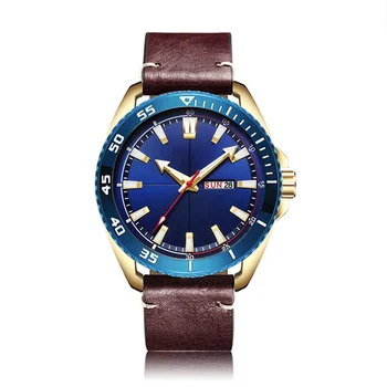 mens watch blue face leather band