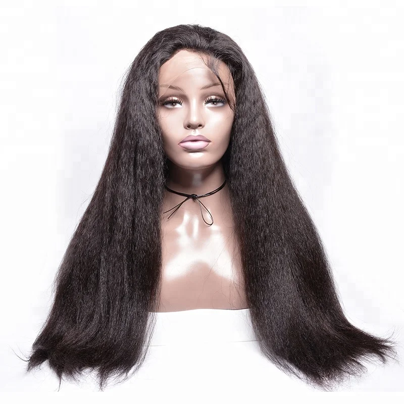 

Wholesale Natural Color Yaki Human Hair Lace Front Wig For Black Women