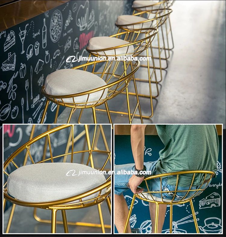 Modern Design Luxury Gold Color Stainless Steel Bertoia Wire Bar Stool