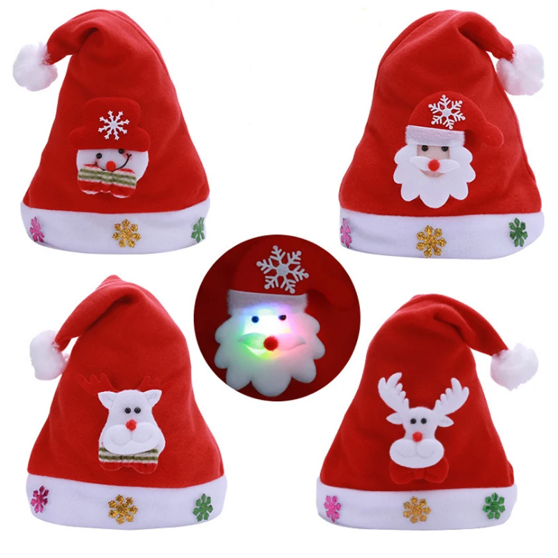 

New Christmas Decorations Adult And Children Santa Hats Cartoon Snowman Elk Santa Hats