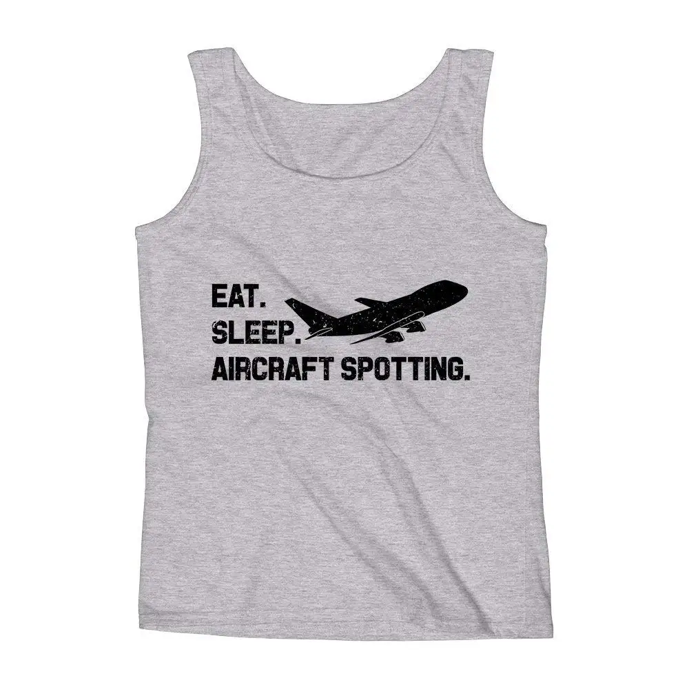 Mad Over Shirts Eat Sleep Aircraft Spotting Unisex Premium Tank Top