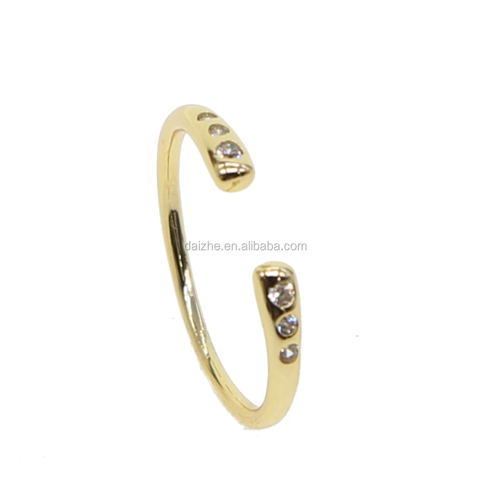 

fashion 2021 newest gold filled open rings with cz paved women wedfding adjustable finger rings