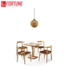 Wooden Table Chair Set Solid Wood PU Leather Cushion Chair Fully Wood Table