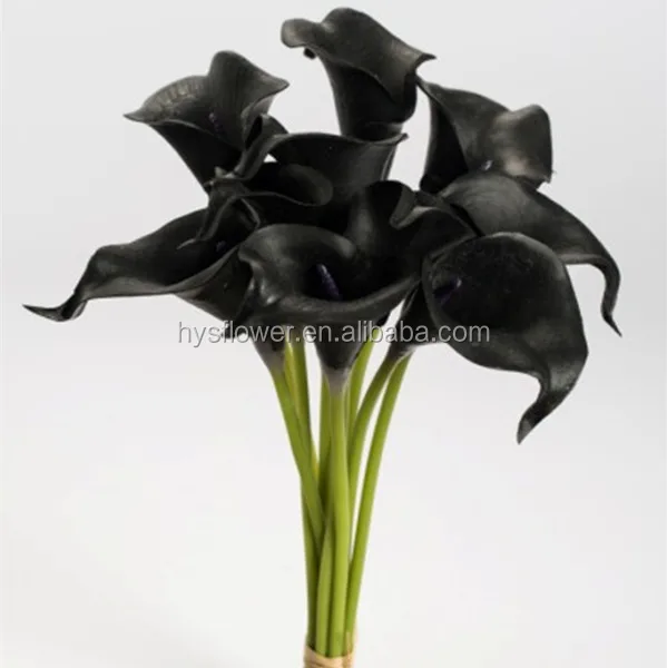 High Quality Pu Black Mini Calla Lily Flower Funeral Fabric Flowers Making China By Flower Co Is A Stunning Arrangement Of Sophisticated Black Mini Calla Lilies And Aralia Leaves Presented In Clic Fishbowl Makes