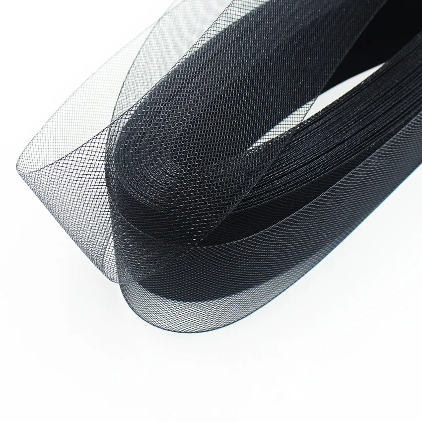 

3.2(8.0cm) Flat Hard Stiff Plain Veiling Horsehair Crinolines Braid For Dress Make, Black/white