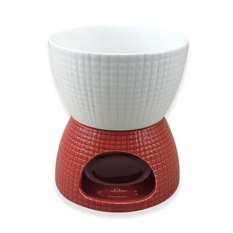 Dinnerware gridding pattern personalized cheese gadgets sets red and white cheese fondue set