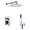 Bathroom Luxury Concealed Installation Shower System 10" Rainfall ultra-thin shower head Chrome Finish Shower Faucet Set