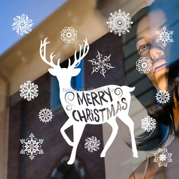 white deer christmas tree wall sticker festivals snowflake christmas decorations for shop window christmas window sticker - White Deer Christmas Decoration white deer christmas tree wall sticker festivals snowflake christmas decorations for shop window christmas window sticker - White Deer Christmas Decoration