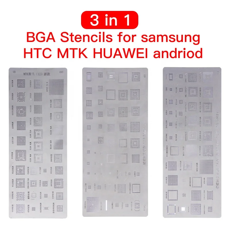 

3PCS/Set Universal BGA Stencils For MTK For Samsung For HTC For Huawei Android Directly Heated BGA Reballing Stencils Kit