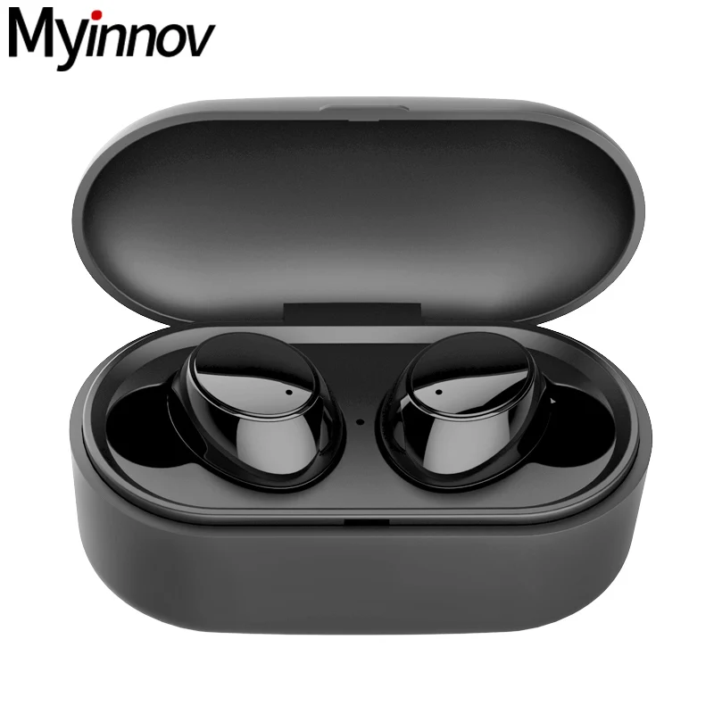 True Waterproof Earphones Y1 HD Stereo Sound Easy Pairing Bluetooth Headphones with 550mAh Charging Case for iOS and Android