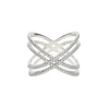 HIGH QUALITY micro pave cz 925 sterling silver criss cross infinity double cross X ring