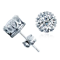 

925 Sterling Silver simple gold crown stud designs earring for women