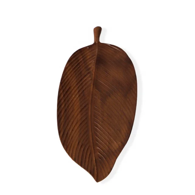 

Hot sale leaf veins walnut sushi wood serving plate set of 3