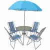 6pcs Patio garden table and chairs furniture set with umbrella with 4 folding Chairs
