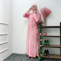 

Luxury Muslim Embroidery Abaya Full Dress Cardigan Kimono Hollow Out Long Robe Gowns Jubah Middle East Eid Ramadan Islamic