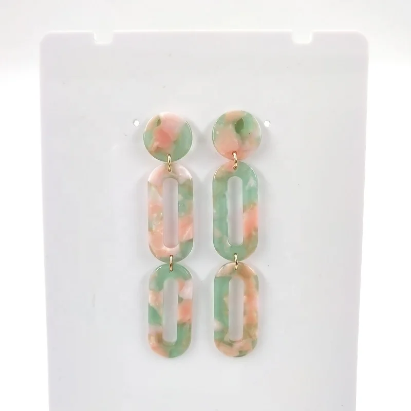 

acrylic geometric earring green pink hoop earring 2018 link shape, Green/pink earring