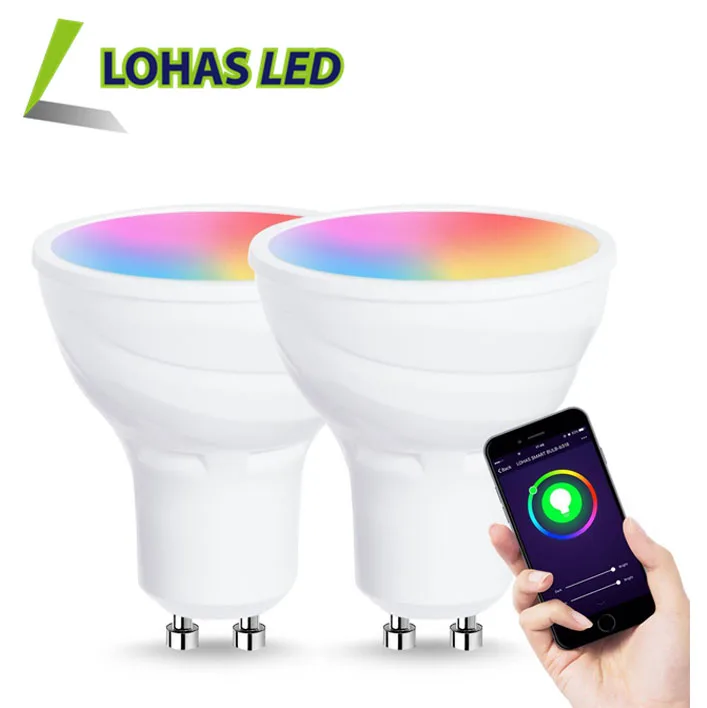 Alexa Google Home Voice Control GU10 Smart Bulb RGB+2700~6000K 5W WiFi Bulb Compatible With Tuya APP