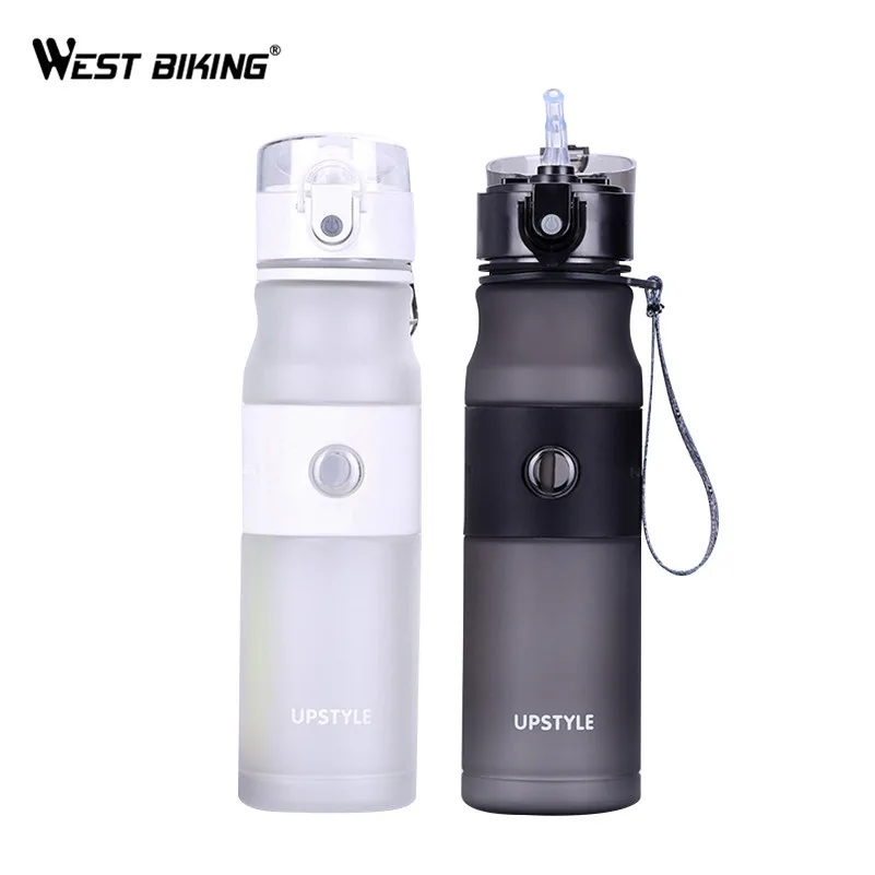 

WEST BIKING Bicycle Water Bottle Portable Leak-Proof Cycling Water Bottle Sports Filter Plastic Portable Bike Bottle, Black/white/blue/pink/green