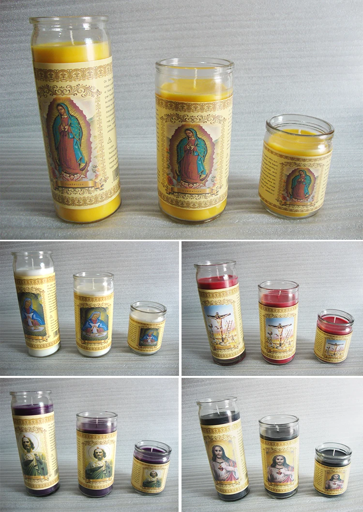 Custom 7 Days Glass Jar Jesus Prayer Votive Religious Candle With