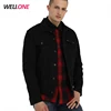 Bleach enzyme wash custom your own brand high quality luxury classic 100% cotton blank unisex men black denim jacket