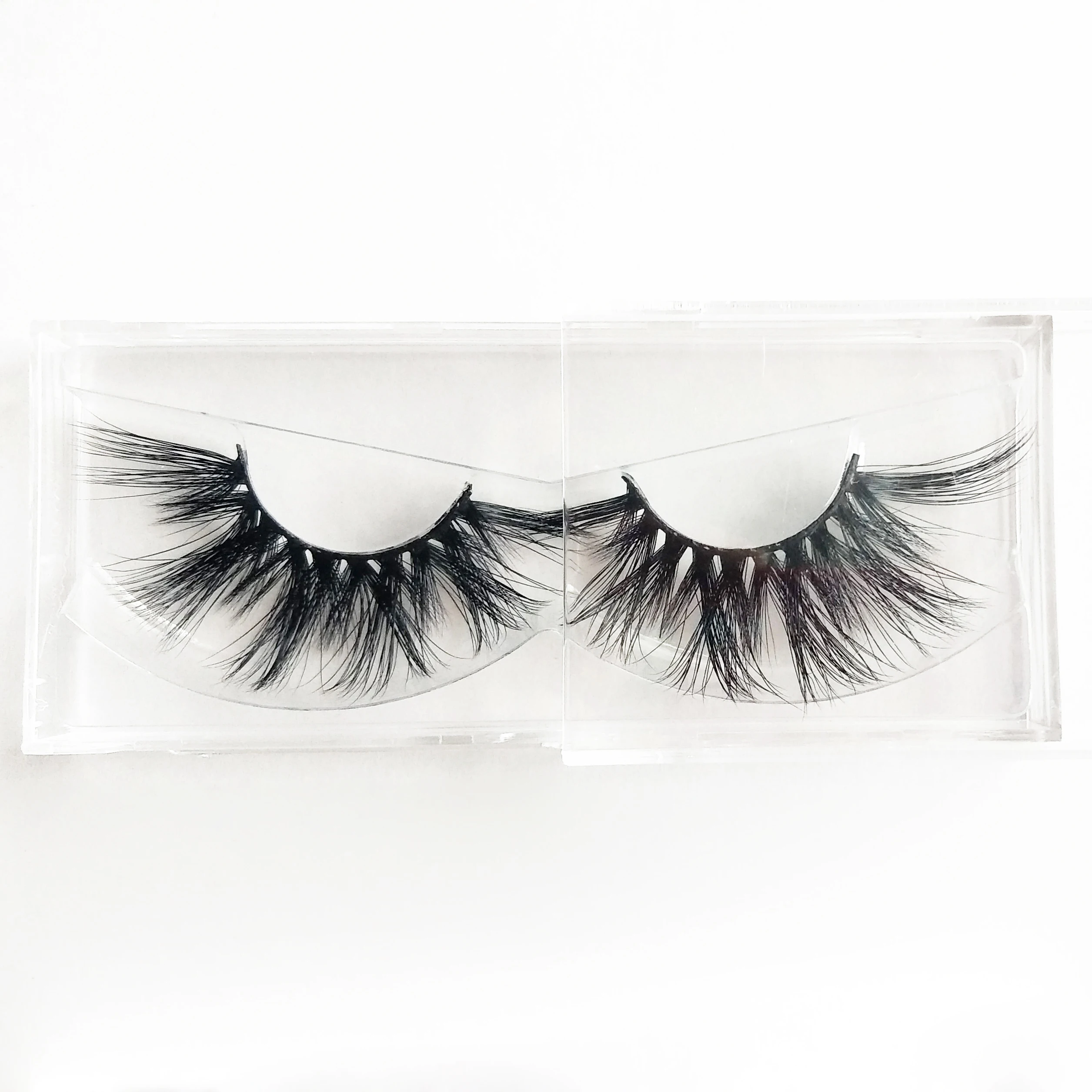 

Wholesale 25mm siberian mink false lashes 3D mink eyelash with custom package L02, Natural black