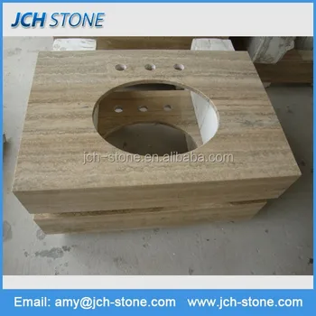Wood Veins Marble Vanity Top Travertine Stone Countertop For