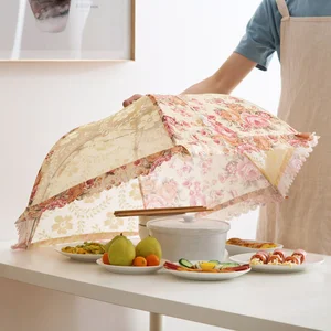 Image of Big Size Umbrella Style Hexagon Gauze Mesh Food lace Covers Meal Table Cover Anti Fly Mosquito Kitchen Gadgets Cooking Tools