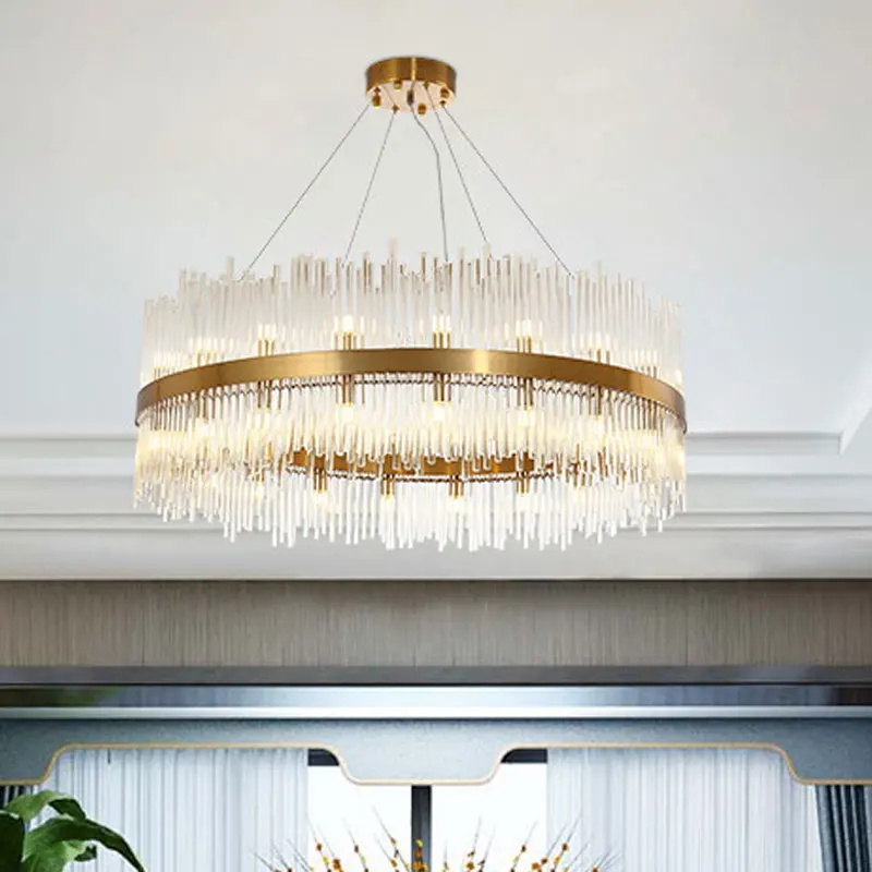 Decorative Clear Round Suspension Crystal Led Pendant Lamp for Hotel
