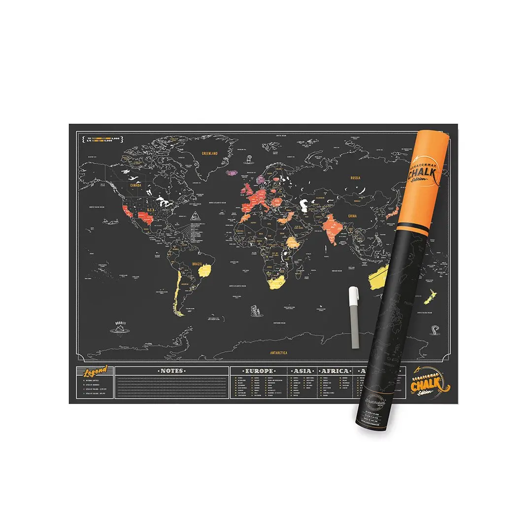Scratch MAP Chalk Edition World Map Poster Chalk Pen Included! Track Your Adventures with Perfect Travel Gift (23.4x32.5in) Scratch Off Map Sold by LUCKIES - Inventors of The Scratch MAP Concept