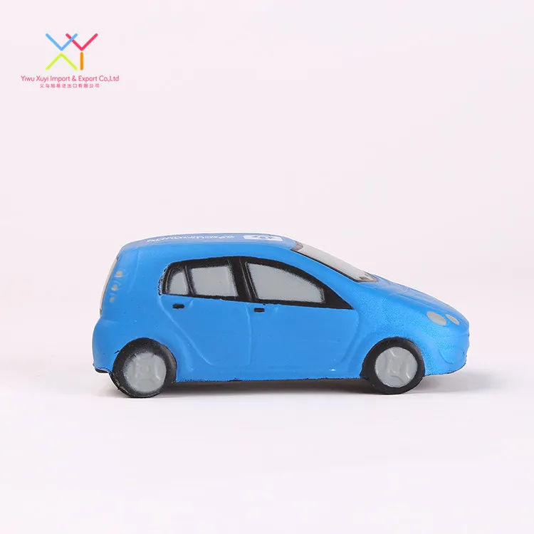 Hot selling custom toys for baby, soft pu foam blue car shaped stress ball