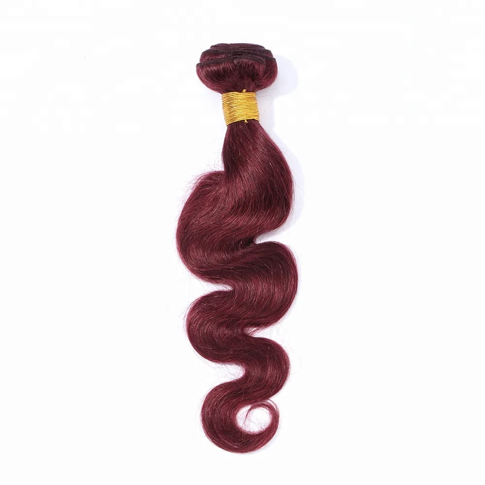 

Wine Red #99J body wave wholesale red brazilian human hair weave