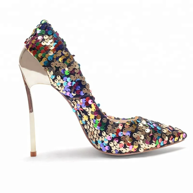 

women party glitter High Heel Shoes ladies colorful high heels pumps, Pink/black/green