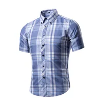 

Men plaid fashion Slim business shirts 100% cotton 16 colour M-3xl Short sleeves lapel shirt
