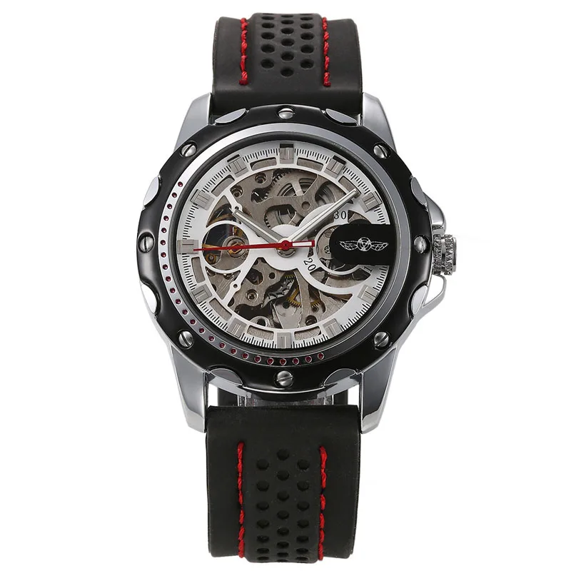 

WINNER-A531 Winner Brand Concise Mechanical Men Watch Rubber Band Business Men Wrist Watches, Mixcolor