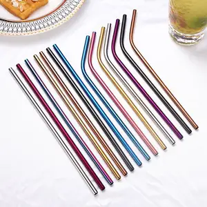 Image of Colored delicate bar tea shop metal straw